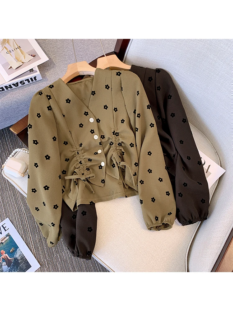 2023 Spring Vintage Polka Dot Printed Shirt Waist Shirring Puff Sleeve Fashion Casual V-Neck Elegant Blouses Women's Clothing
2023 Spring Vintage Polka Dot Printed Shirt Waist Shirring Puff Sleeve Fashion Casual V-Neck Elegant Blouses Women's Clothing
