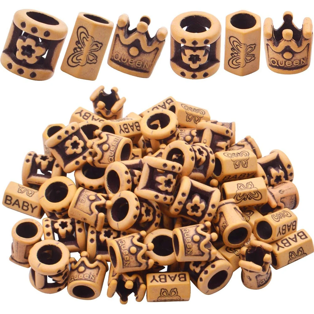 60pcs Large Hole Vintage Imitation Wood Beads Dreadlock Bead Rings Tube Hollow Tube Beads for Hair Braiding DIY Bracelet Jewelry 
60pcs Large Hole Vintage Imitation Wood Beads Dreadlock Bead Rings Tube Hollow Tube Beads for Hair Braiding DIY Bracelet Jewelry
