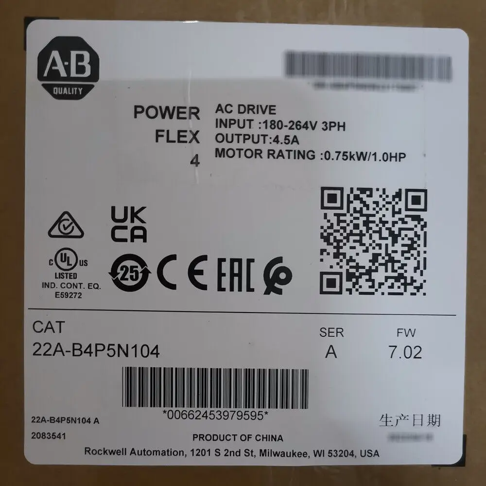 Новый заводской герметичный блок питания AB 22A-B4P5N104 PowerFlex 4 240V 3P 1HP, привод переменного тока, 1 шт.
Новый заводской герметичный блок питания AB 22A-B4P5N104 PowerFlex 4 240V 3P 1HP, привод переменного тока, 1 шт.
