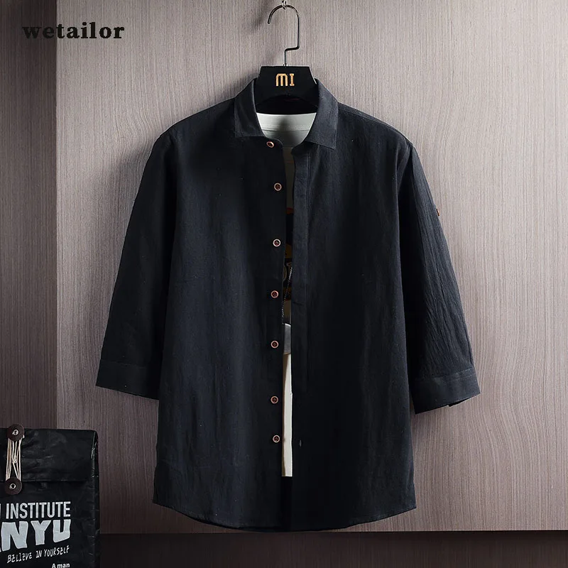 Fashion Mens Blouse 3/4sleeve Baggy Buttons Summer Solid Shirts Super Slim Fit Male Social Business Dress Shirt Brand Men Tops
Fashion Mens Blouse 3/4sleeve Baggy Buttons Summer Solid Shirts Super Slim Fit Male Social Business Dress Shirt Brand Men Tops