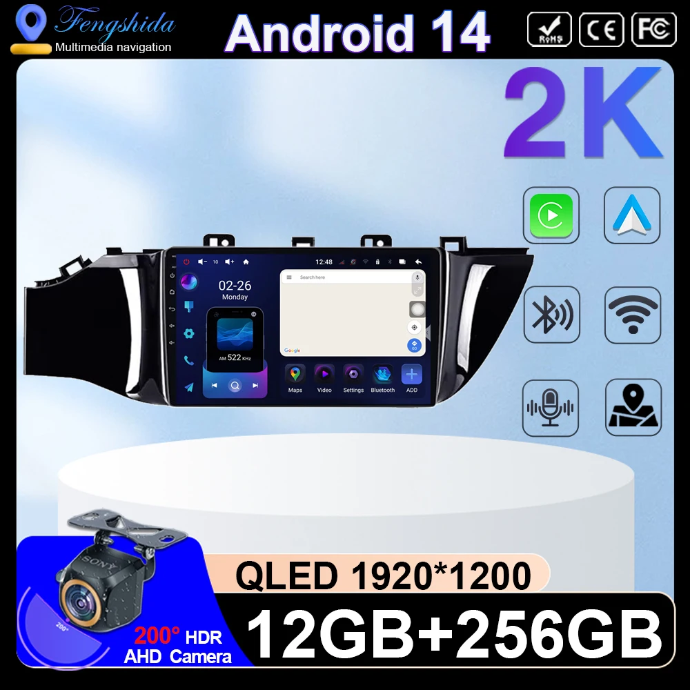 9 "QLED Android 14 Carplay для Kia RIO 4 2016-2020 Автомобильный радиоприемник Мультимедийный