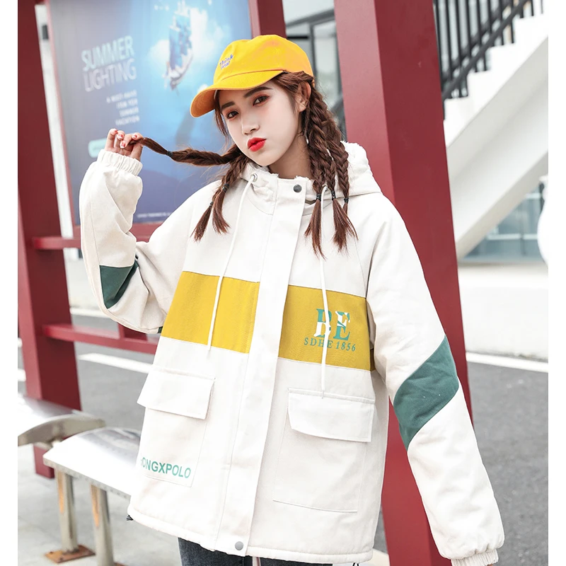 Women's Clothing Padded Hooded Lambswool White Outerwea Fashion Zipper Drawstring Splicing Letter Print Winter Warm Jacket
Women's Clothing Padded Hooded Lambswool White Outerwea Fashion Zipper Drawstring Splicing Letter Print Winter Warm Jacket