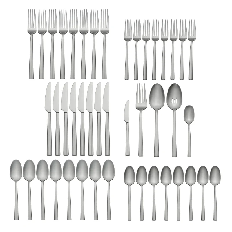 

45-Piece Silverware Stainless-steel Utensil Dinner Knives Forks Spoons Set with Teaspoons Serving Spoons Sugar Spoon