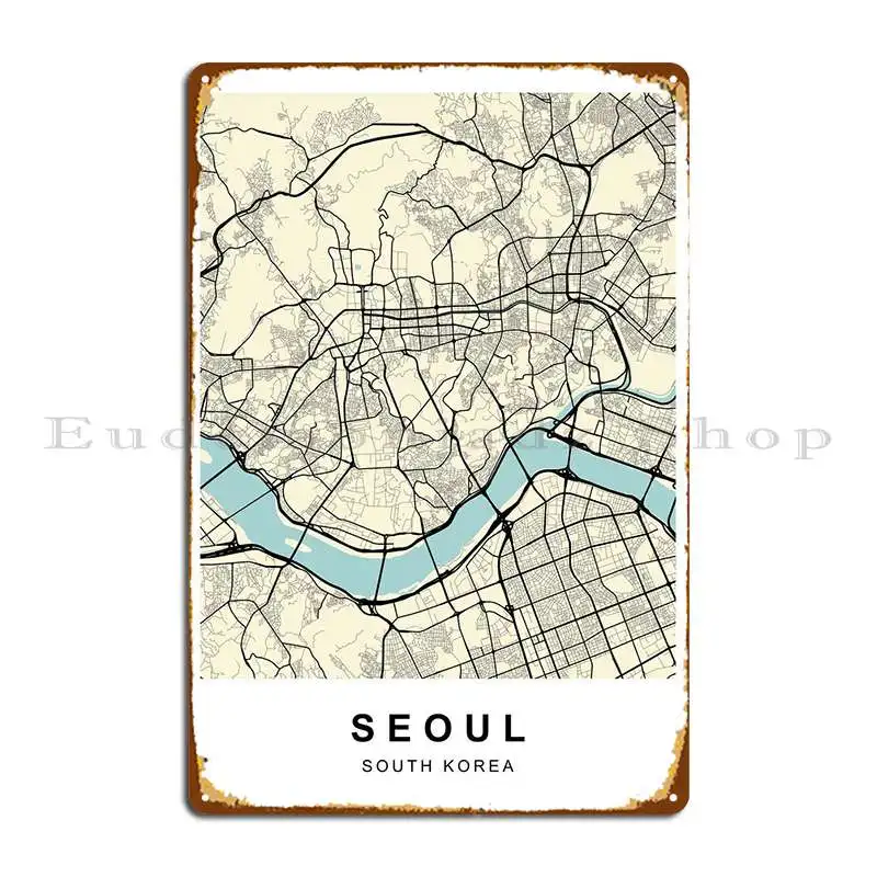

Seoul South Korea City Map Metal Sign Cinema Plaques Designs Cave Wall Cave Tin Sign Poster