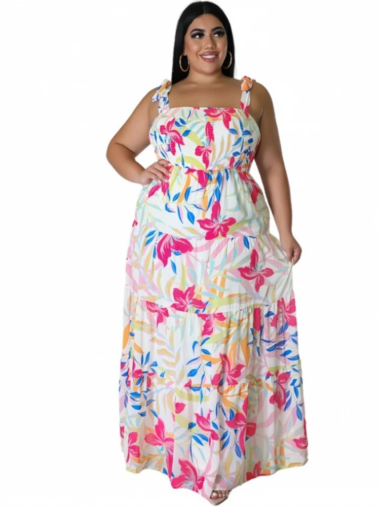 4XL Plus Size Dresses Women High Waist Lace Up Camisole Robes Summer Floral Print Beach Style Holiday Oversize Ruffle Maxi Dress
4XL Plus Size Dresses Women High Waist Lace Up Camisole Robes Summer Floral Print Beach Style Holiday Oversize Ruffle Maxi Dress