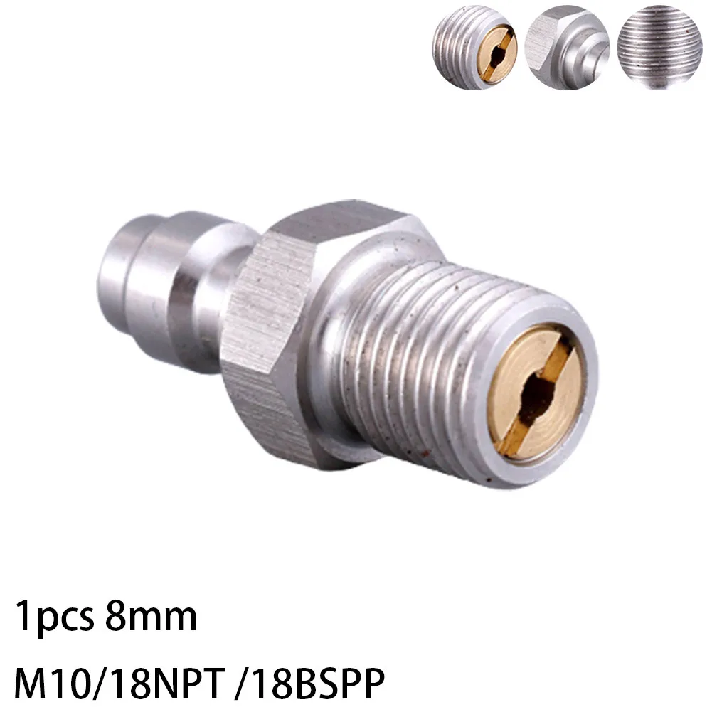 8MM Way Valve Filled Pacifier Stainless Steel Quick Connector Male For M10 1/8NPT 1/8BSPP Male Head With Check Valve Tool Parts
8MM Way Valve Filled Pacifier Stainless Steel Quick Connector Male For M10 1/8NPT 1/8BSPP Male Head With Check Valve Tool Parts