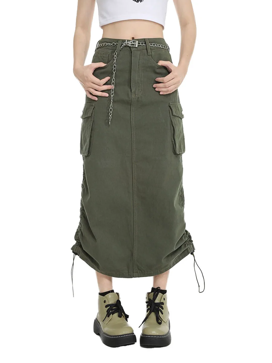 Women Cargo High Waist Midi Skirt Fashion Long Side Pockets Solid Color Spring Summer Spring Fall Clothes Y2K 90S E-girl
Women Cargo High Waist Midi Skirt Fashion Long Side Pockets Solid Color Spring Summer Spring Fall Clothes Y2K 90S E-girl