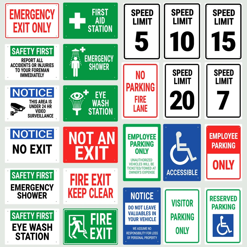 Traffic Safety Emergnecy Exit Speed Limit Car Parking Tin Sign Retro Street Door Garden Wall Signs 8x12Inch Metal Plaque Decor
Traffic Safety Emergnecy Exit Speed Limit Car Parking Tin Sign Retro Street Door Garden Wall Signs 8x12Inch Metal Plaque Decor
