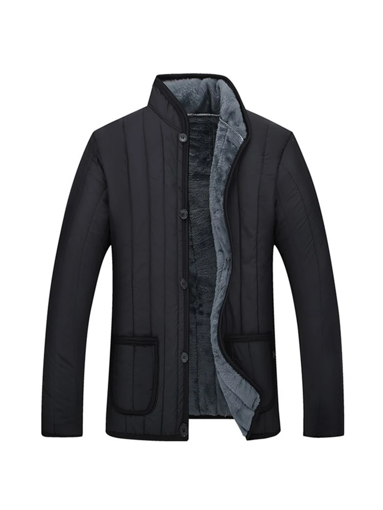 

2022 NEW Men's Winter Coats Thick Fleece Thicken Parkas Jacket Branded Solid Casual Men's Warm Cotton Solid Winter Black Jackets