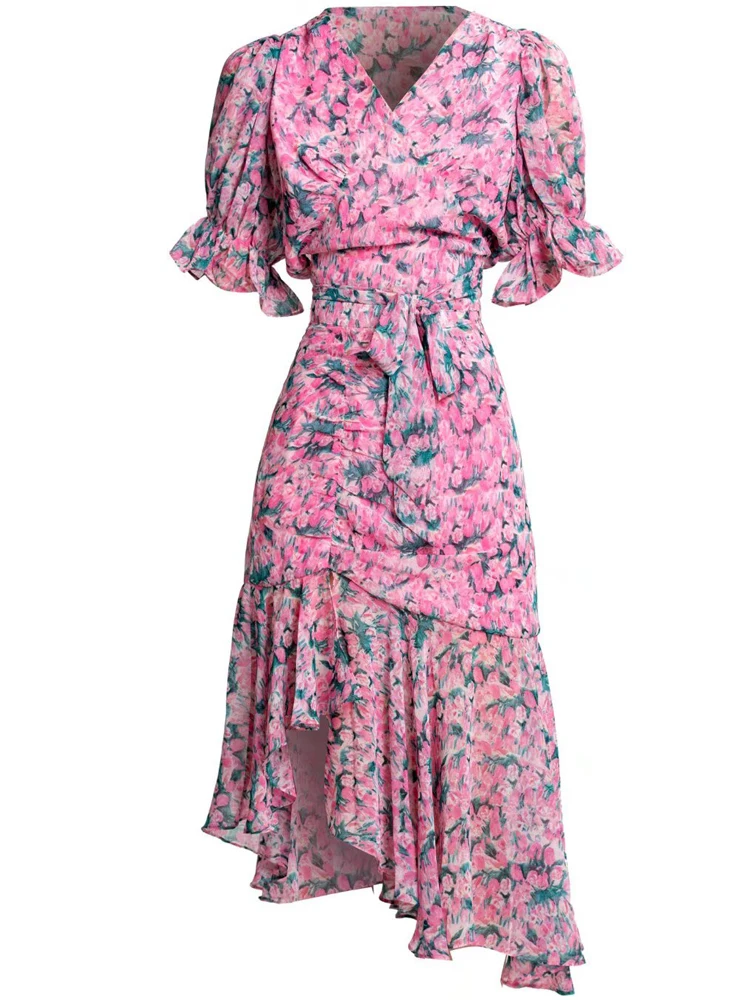 Red RoosaRosee Two Piece Set V-neck Collar Green Floral Print Bandage Short Top Irregular Skirt Suit Fashion Summer 2022 Women
Red RoosaRosee Two Piece Set V-neck Collar Green Floral Print Bandage Short Top Irregular Skirt Suit Fashion Summer 2022 Women