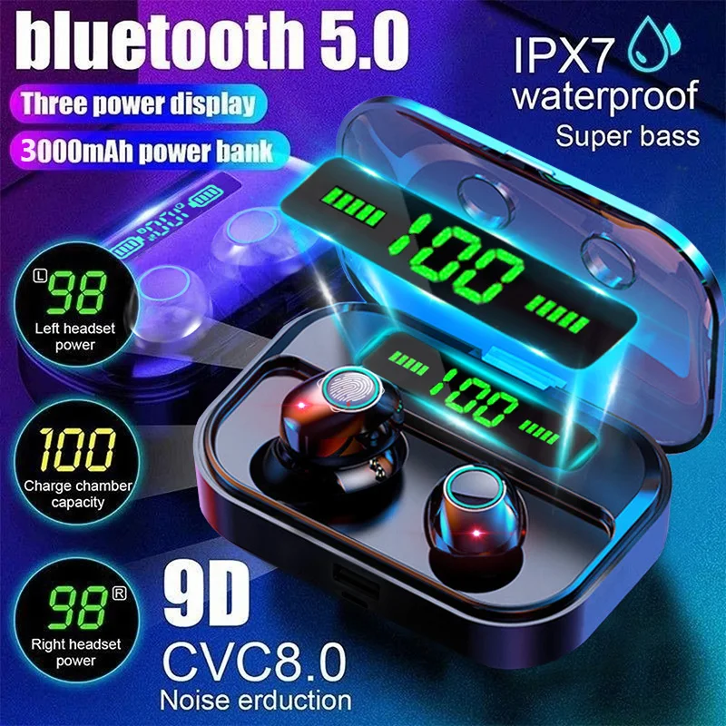 TWS Wireless Bluetooth 5.1 Headphones 3000Mah Charging Box Headphones 9D Stereo Waterproof Earbuds Headphones with Microphone
TWS Wireless Bluetooth 5.1 Headphones 3000Mah Charging Box Headphones 9D Stereo Waterproof Earbuds Headphones with Microphone