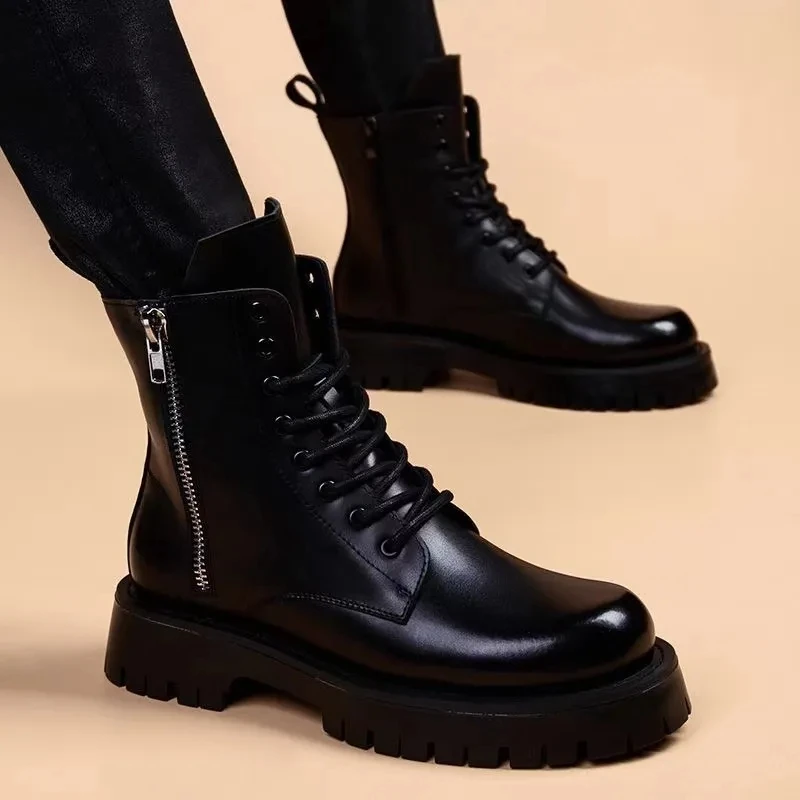 Men's Youth Fashion Versatile Leisure Spring And Autumn Leather High Top Short Boots Trend Lace Up Pointed Men's Leather Boots
Men's Youth Fashion Versatile Leisure Spring And Autumn Leather High Top Short Boots Trend Lace Up Pointed Men's Leather Boots