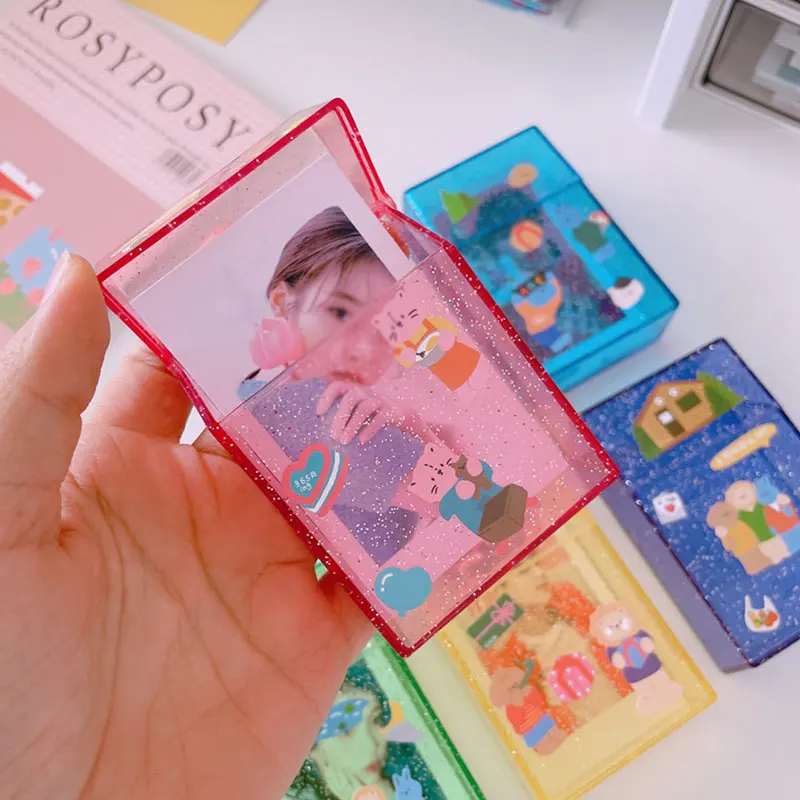 3 Inch Transparent Storage Box Kawaii Stationery Blingbling Photo Card Holder Box Case Container Idol Albumes Photo Storage Box 
3 Inch Transparent Storage Box Kawaii Stationery Blingbling Photo Card Holder Box Case Container Idol Albumes Photo Storage Box