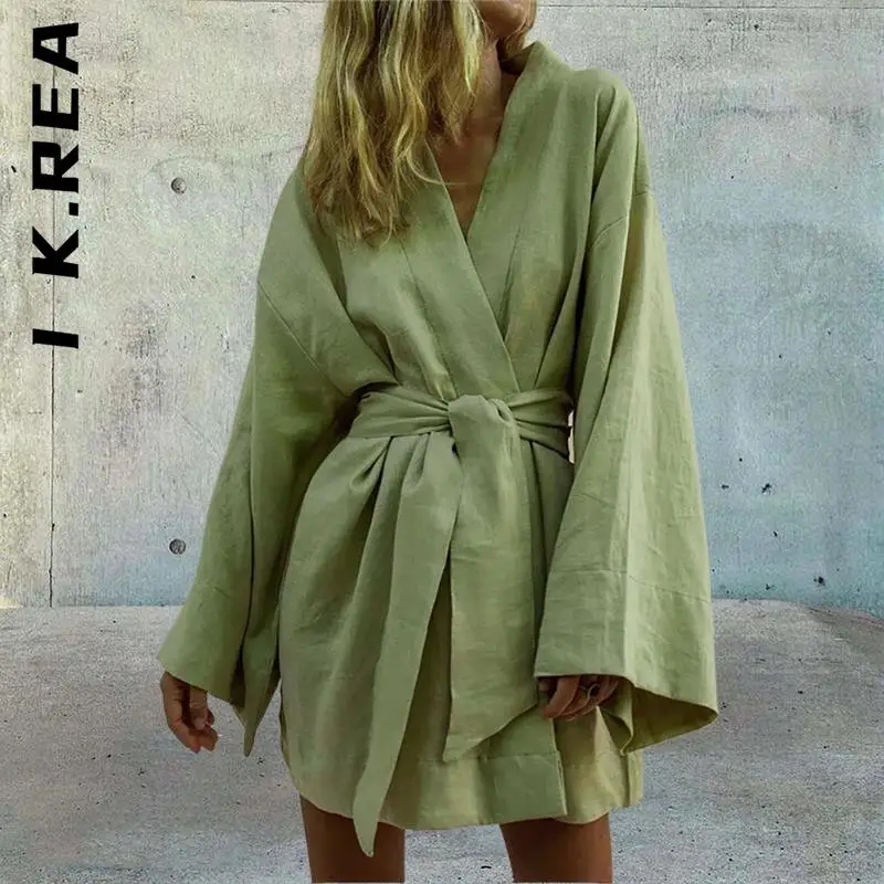 I K.Rea Women Dress Cotton Linen Long Sleeve Sashes Dresses Robe Style Lace Up Summer Loose Slim Sexy Dress Stylish Female
I K.Rea Women Dress Cotton Linen Long Sleeve Sashes Dresses Robe Style Lace Up Summer Loose Slim Sexy Dress Stylish Female