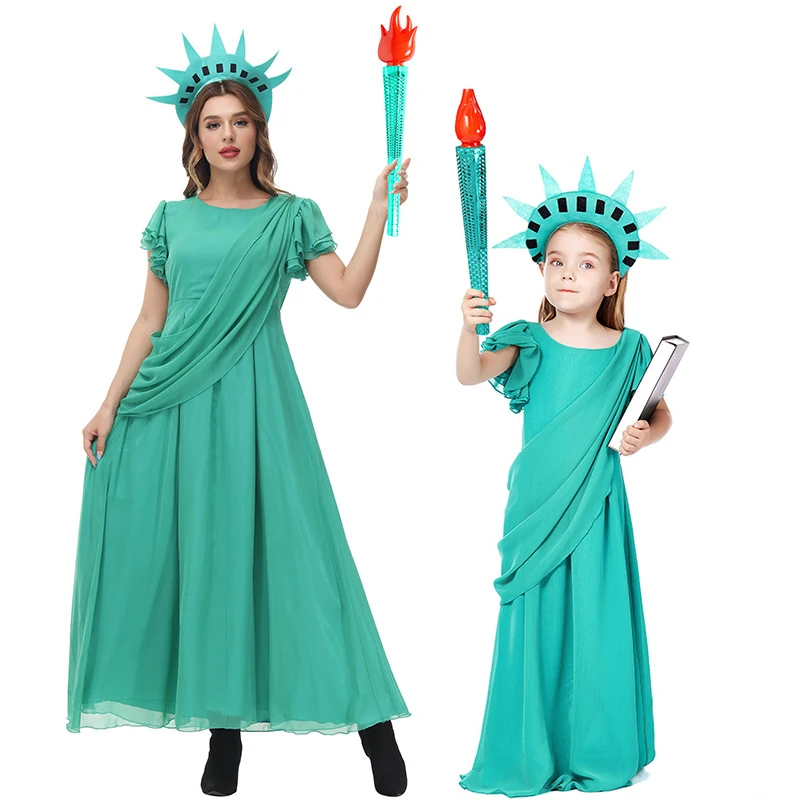 Womens Statue of Liberty Costume Girls Statue of Liberty Dress Up Halloween Carnival Party Outfit For Family
Womens Statue of Liberty Costume Girls Statue of Liberty Dress Up Halloween Carnival Party Outfit For Family