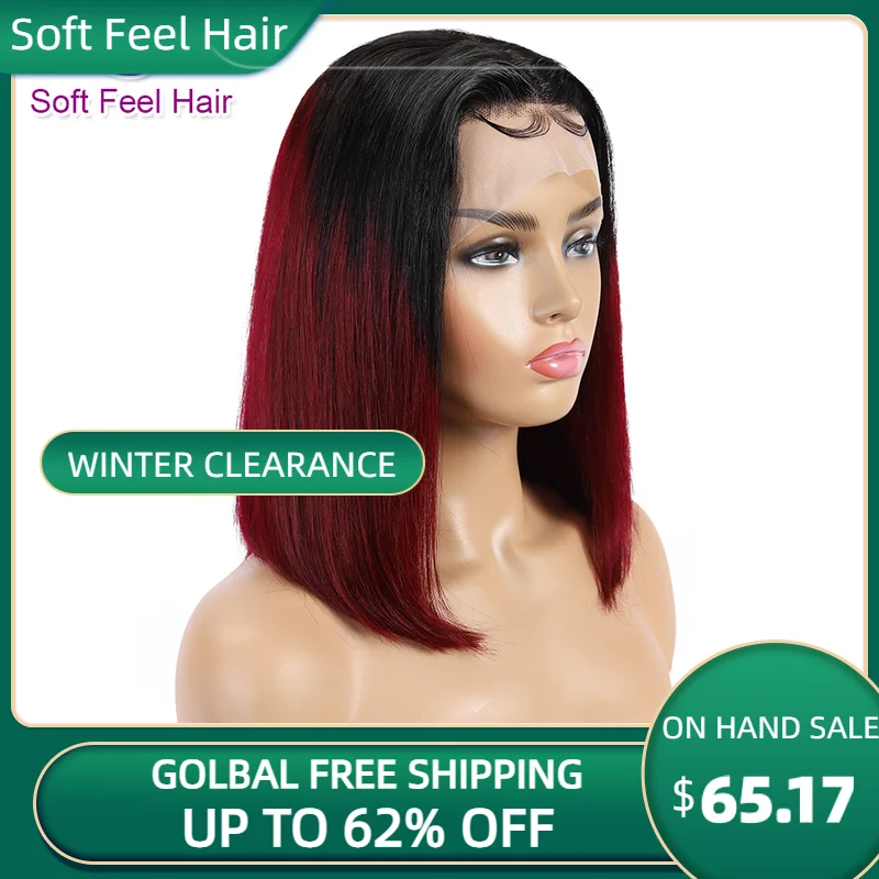 13x4x1 Transparent Short Bob Wig Lace Frontal Human Hair Wig Pre Plucked Ombre Burgundy Remy Hair for Black Women Soft Feel Hair
13x4x1 Transparent Short Bob Wig Lace Frontal Human Hair Wig Pre Plucked Ombre Burgundy Remy Hair for Black Women Soft Feel Hair