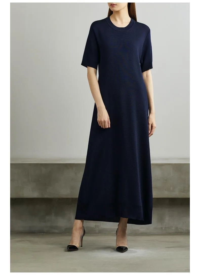 TheR0w Summer/Spring Women Dress Viscose O-neck Short Sleeve Black Color Ankle-Length Loose Waist Holiday Straight Shape
TheR0w Summer/Spring Women Dress Viscose O-neck Short Sleeve Black Color Ankle-Length Loose Waist Holiday Straight Shape
