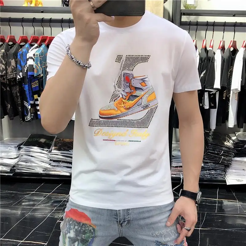Short-sleeved t-shirt men's 2021 summer new personality casual hot diamond printing half-sleeve t-shirt men's all-match trend
Short-sleeved t-shirt men's 2021 summer new personality casual hot diamond printing half-sleeve t-shirt men's all-match trend