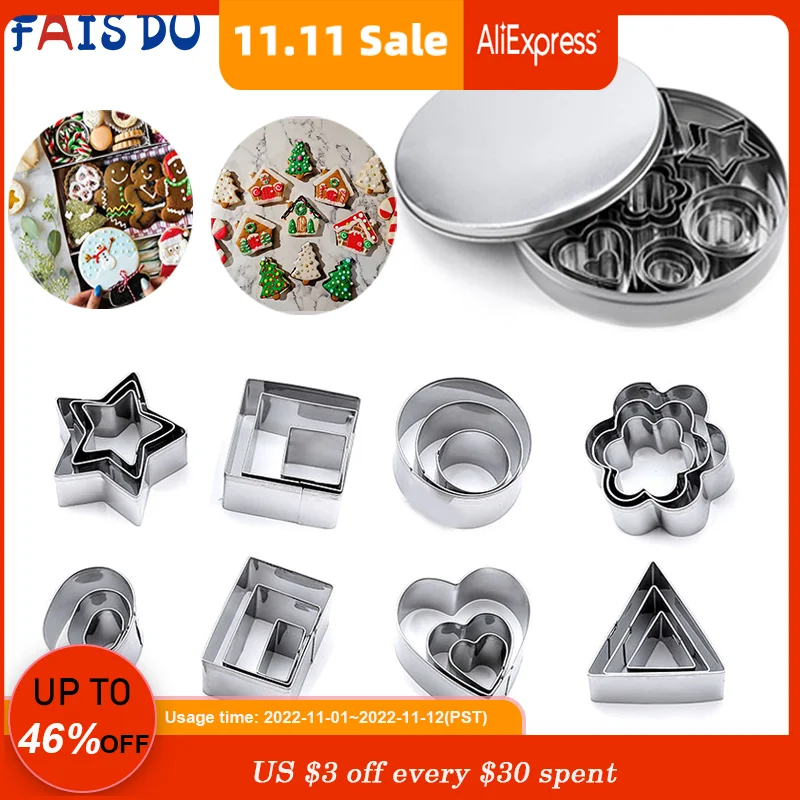FAIS DU 24pcs Christmas Stainless Steel Cookie Cutter Cake Decorating Tools Biscuit Baking Set Metal Mold Accessories Pasty Tool
FAIS DU 24pcs Christmas Stainless Steel Cookie Cutter Cake Decorating Tools Biscuit Baking Set Metal Mold Accessories Pasty Tool