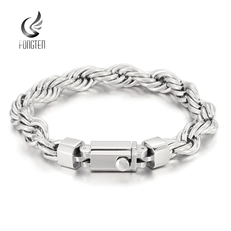 Fongten Dainty Men Bracelet Stainless Steel Twisted Link Chain Retro Punk Durable Cuff Bracelets For Men Fashion Jewelry 2022
Fongten Dainty Men Bracelet Stainless Steel Twisted Link Chain Retro Punk Durable Cuff Bracelets For Men Fashion Jewelry 2022