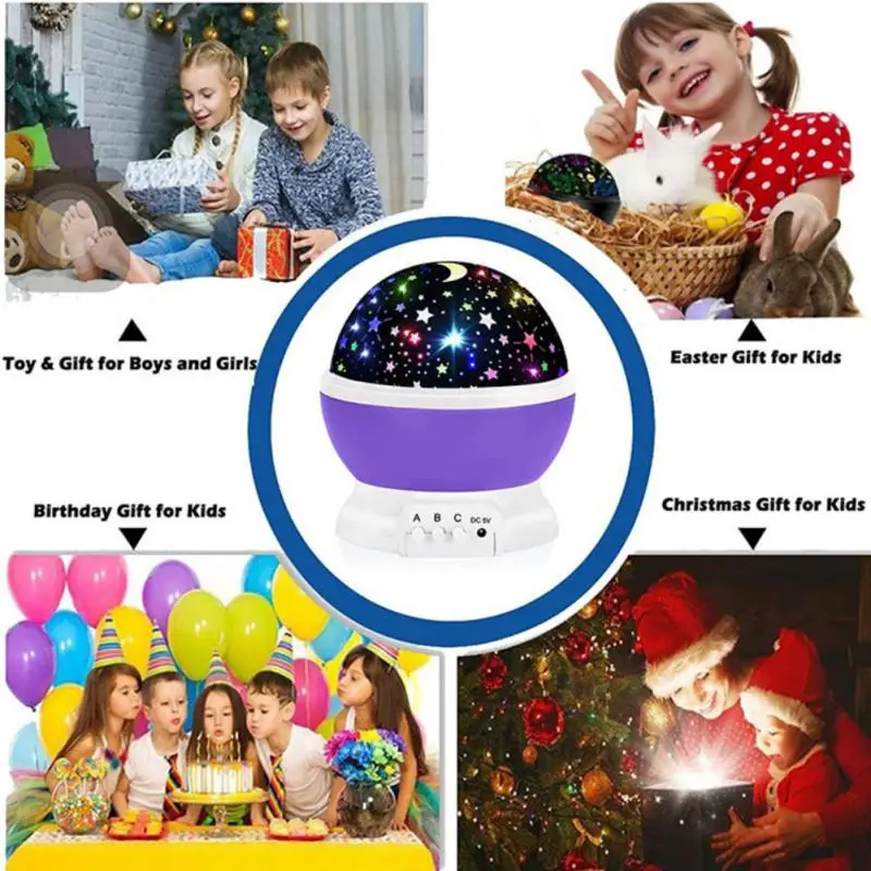 

Moon Stars Colorful Night Light Projector 360 Degree Silent Rotation10 Kinds Of Effects Romantic Change Light LED Lighting