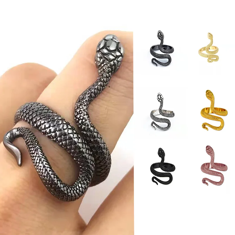 

Snake Ring Retro Punk for Men Women Exaggerated Antique Siver Color Fashion Personality Stereoscopic Opening Adjustable Rings