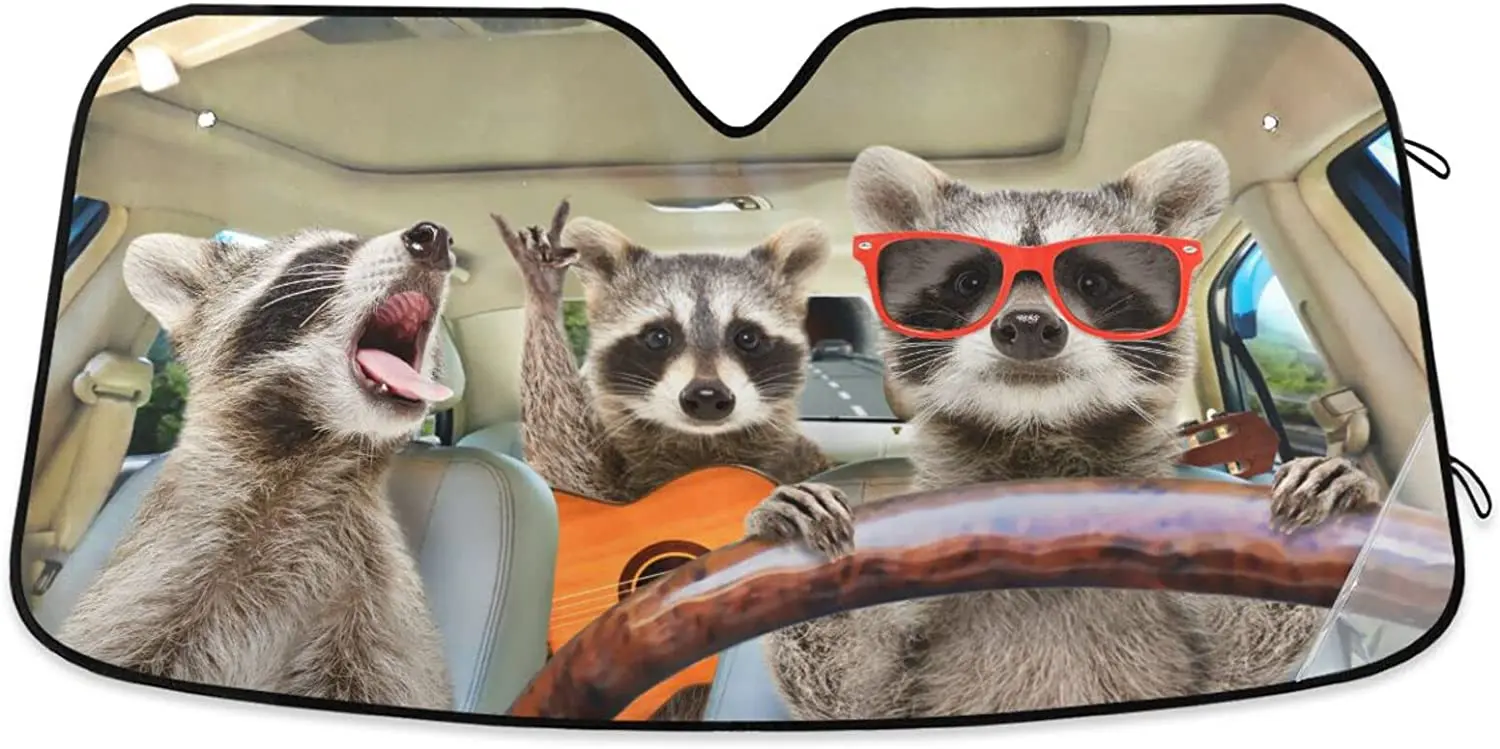 Funny Raccoon Driving Car Windshield Sunshade, Auto Sun Visor for Car Front Window Foldable Sun Shield Cover Blocks UV Rays Heat
Funny Raccoon Driving Car Windshield Sunshade, Auto Sun Visor for Car Front Window Foldable Sun Shield Cover Blocks UV Rays Heat