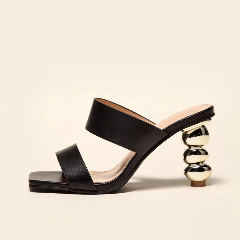 New Design Metal Strange High Heels Summer Women Slippers Elegant Square Toe Slip-On Sliders Shoes Ladies Sandals Size 42 Female
New Design Metal Strange High Heels Summer Women Slippers Elegant Square Toe Slip-On Sliders Shoes Ladies Sandals Size 42 Female