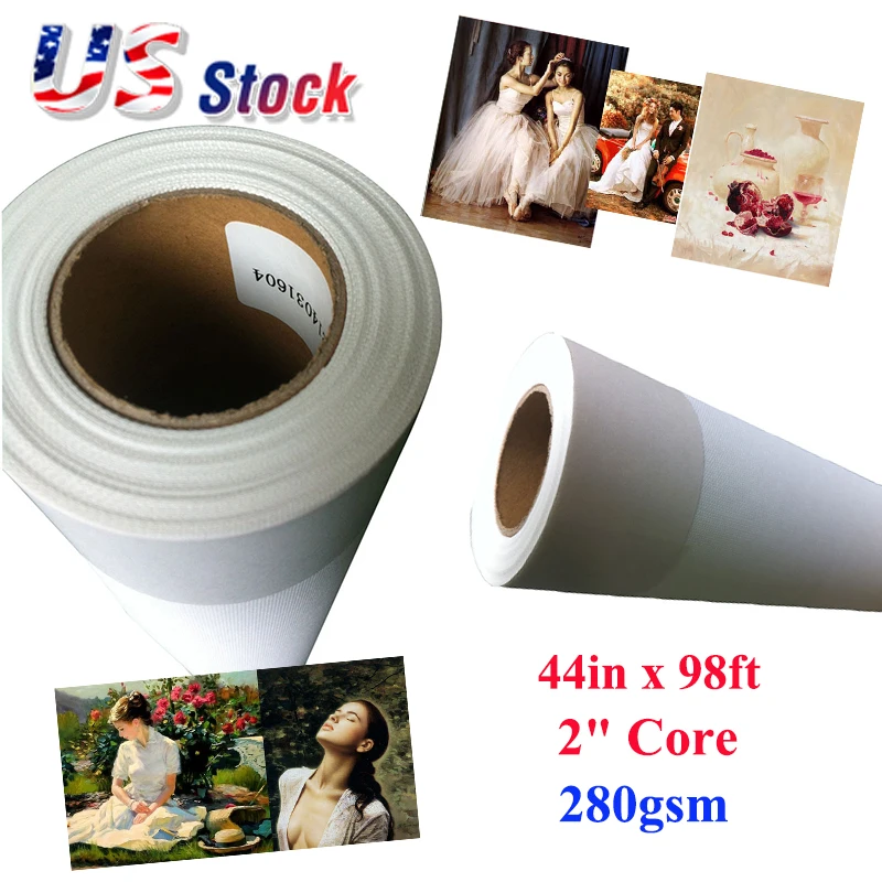 44in x 98ft Water Resistant Matte Polyester Canvas 2" Core 280g for Decorative Painting Printing for Water Based Inks Printer
44in x 98ft Water Resistant Matte Polyester Canvas 2" Core 280g for Decorative Painting Printing for Water Based Inks Printer