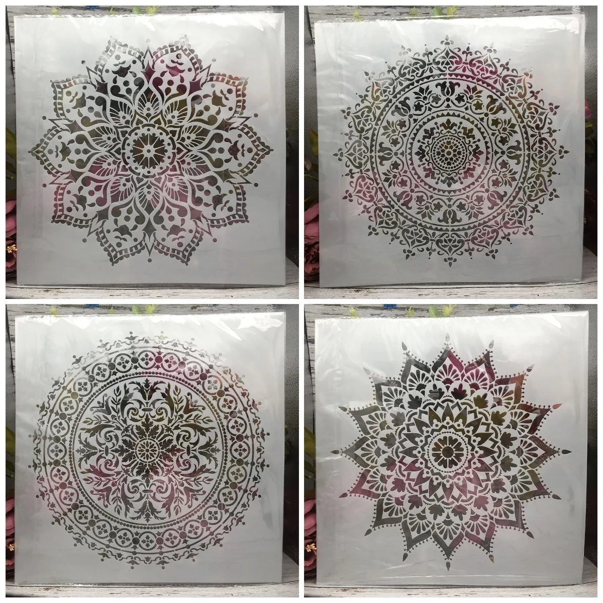 4Pcs 30*30cm Classic Geometry Mandala Wheel DIY Layering Stencils Painting Scrapbook Coloring Emboss Album Decorative Template
4Pcs 30*30cm Classic Geometry Mandala Wheel DIY Layering Stencils Painting Scrapbook Coloring Emboss Album Decorative Template