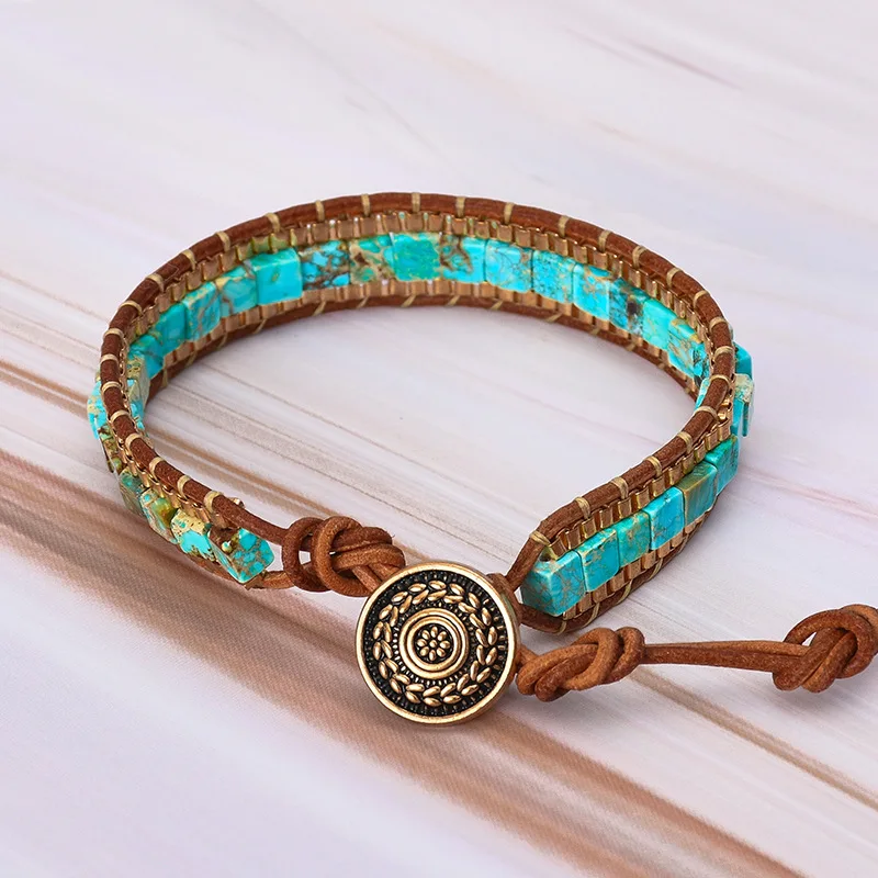 New 4mm Square Imperial Stone Chain Hand Woven Bracelet Antique Leather Personality High Quality Jewelry
New 4mm Square Imperial Stone Chain Hand Woven Bracelet Antique Leather Personality High Quality Jewelry