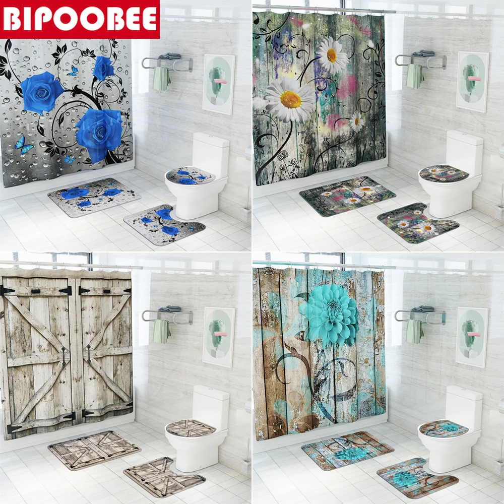 Beautiful Flower Wood Grain Shower Curtains for Bathroom Decor Floral Bath Rug Pedestal Mat Toilet Lid Cover Non Slip Carpet
Beautiful Flower Wood Grain Shower Curtains for Bathroom Decor Floral Bath Rug Pedestal Mat Toilet Lid Cover Non Slip Carpet