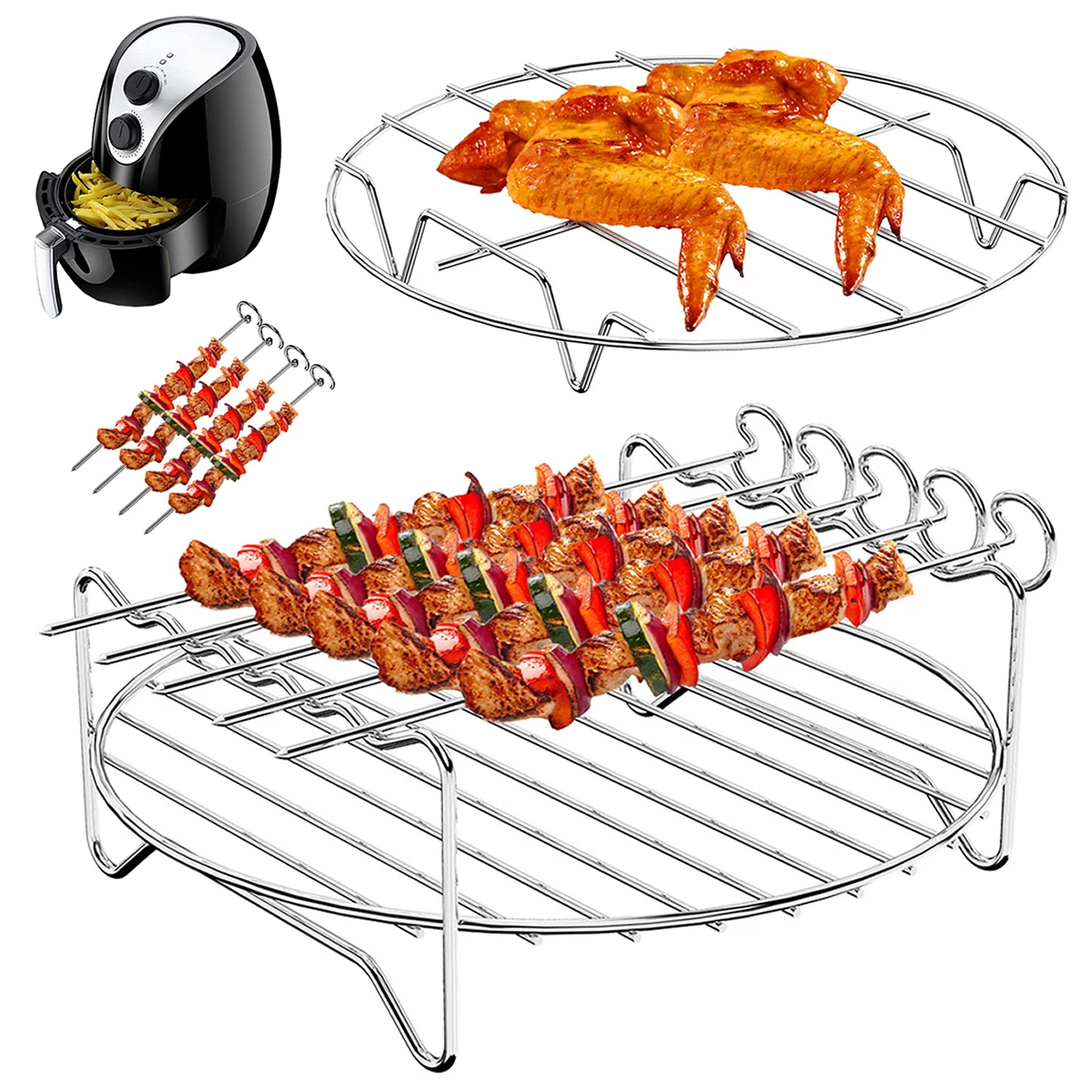 Air Fryer Steaming Racks Stainless Steel Stackable Roasting Racks Airfryer Grill Baking Cooker Kitchen Accessories Cooking Tools
Air Fryer Steaming Racks Stainless Steel Stackable Roasting Racks Airfryer Grill Baking Cooker Kitchen Accessories Cooking Tools