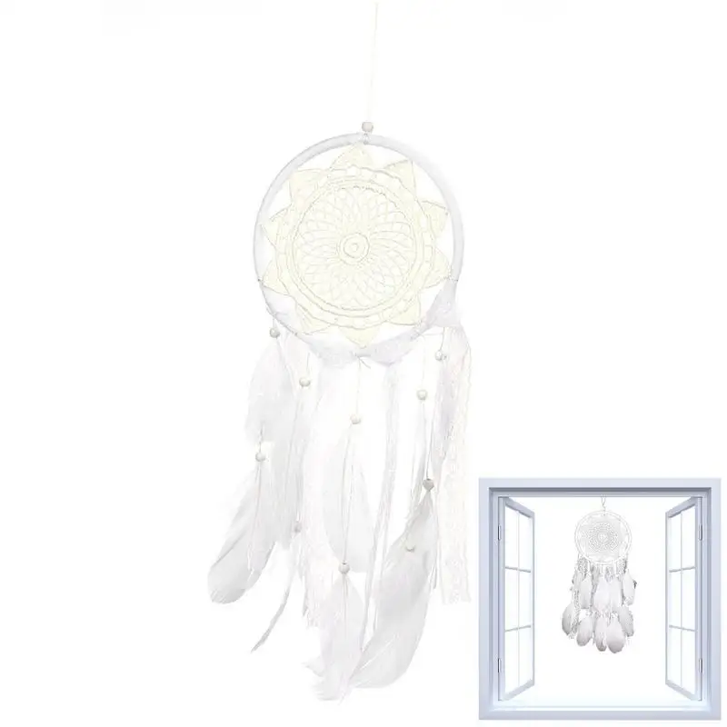 

Wind Chimes Handmade Indian Dream Catcher Net With Feathers Wall Hanging White Dreamcatcher Craft Gift Home Decoration