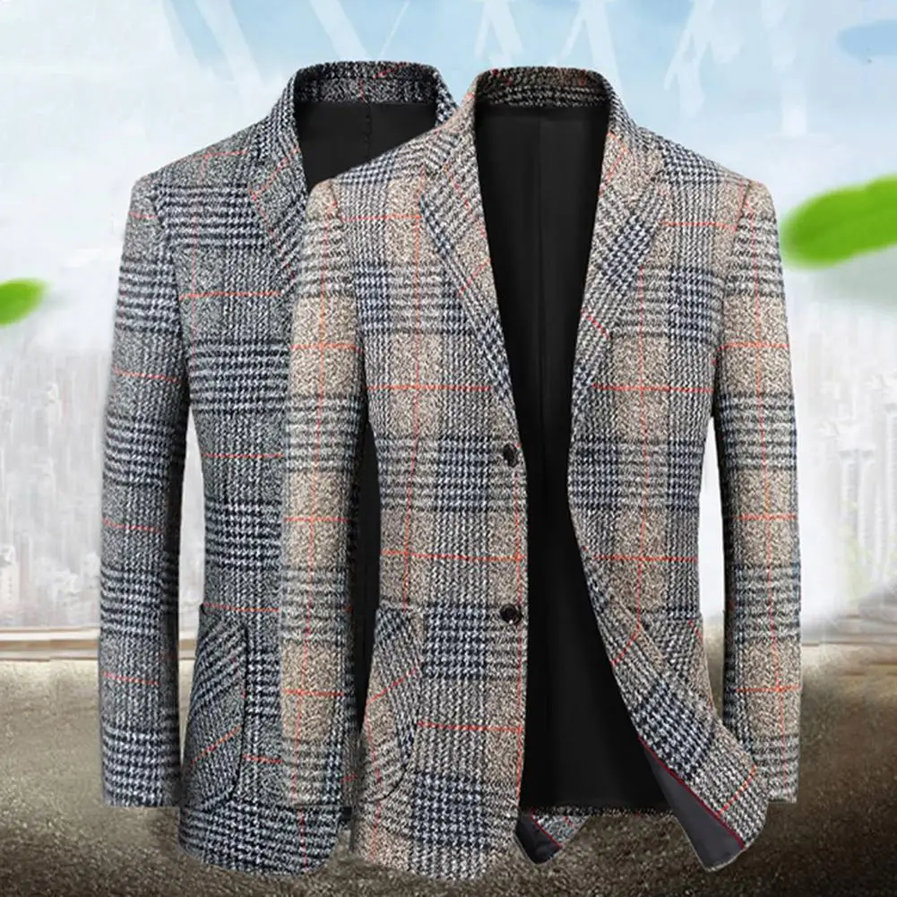 Stylish Suit Jacket Windproof Slim Fit Thick Men Plaid Pattern Suit Blazer Men Blazer Workwear
Stylish Suit Jacket Windproof Slim Fit Thick Men Plaid Pattern Suit Blazer Men Blazer Workwear