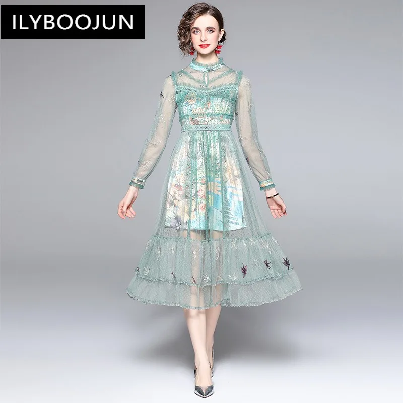 New Elegant Dresses For Women Robe Mesh Lanon Vintage Embroidery Mid Calf Lantern Sleeve Stand Dresses Female Dress Dress 4138
New Elegant Dresses For Women Robe Mesh Lanon Vintage Embroidery Mid Calf Lantern Sleeve Stand Dresses Female Dress Dress 4138