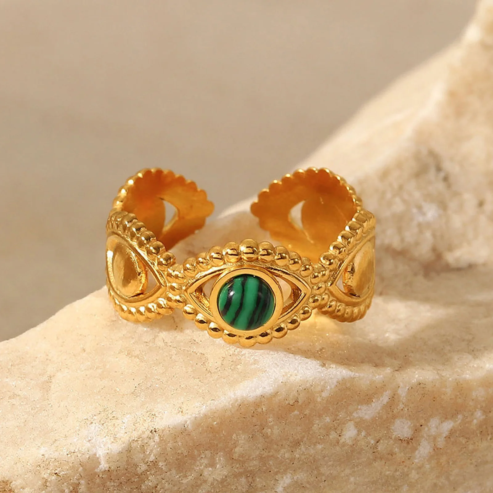 Retro Evil Natural Stone Eyes Rings for Women, PVD Stainless Steel Finger Bands, Chic Dainty Amulet Female Gift Jewelry
Retro Evil Natural Stone Eyes Rings for Women, PVD Stainless Steel Finger Bands, Chic Dainty Amulet Female Gift Jewelry