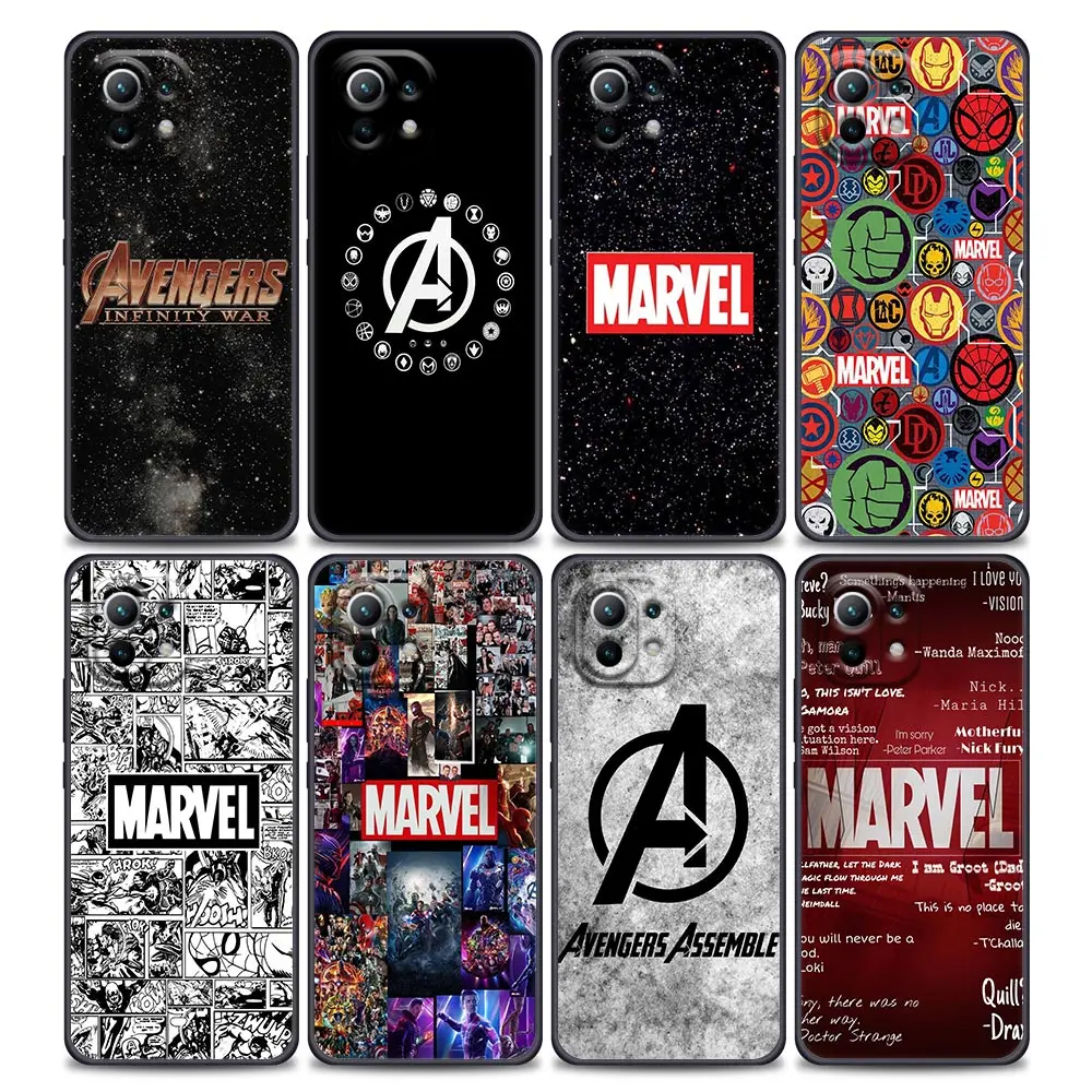 

Avengers Marvel Logo Phone Case for Xiaomi Mi 12 12X 11i 11 11X 11T Pro Poco X3 NFC M3 Pro F3 GT M4 Soft Silicone