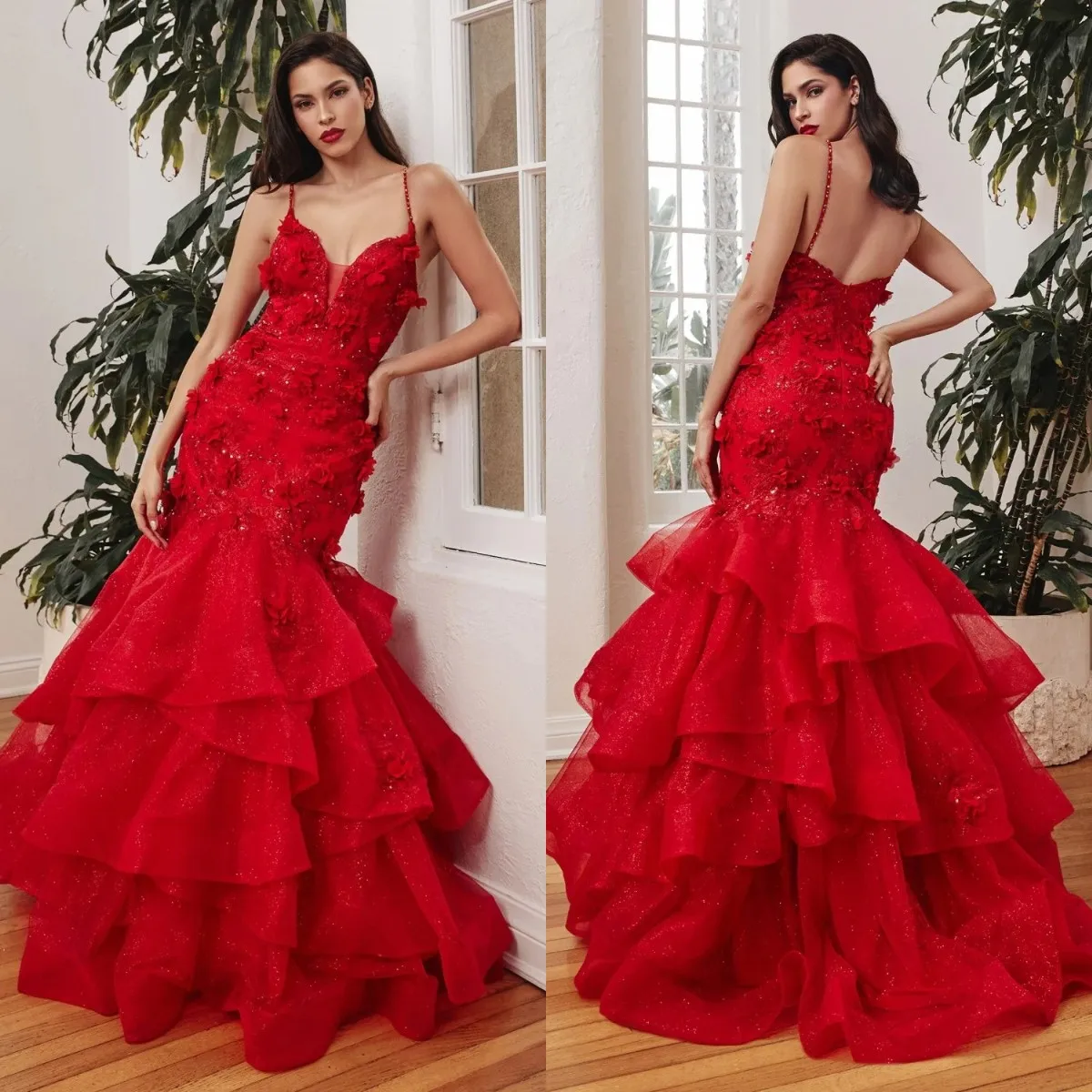 Elegant Red Mermiad Evening Dresses Appliques Tiered Ruffles Prom Gowns Sweep Train Celebrity Graduation Party Women Dresses
Elegant Red Mermiad Evening Dresses Appliques Tiered Ruffles Prom Gowns Sweep Train Celebrity Graduation Party Women Dresses