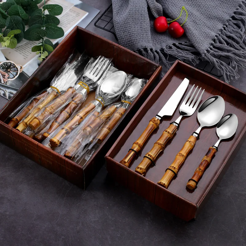 Nordic Tableware 304 Stainless Steel Real Bamboo Handle Knife, Fork and Spoon Set Home Restaurant Personal Tableware Set Giftbox
Nordic Tableware 304 Stainless Steel Real Bamboo Handle Knife, Fork and Spoon Set Home Restaurant Personal Tableware Set Giftbox
