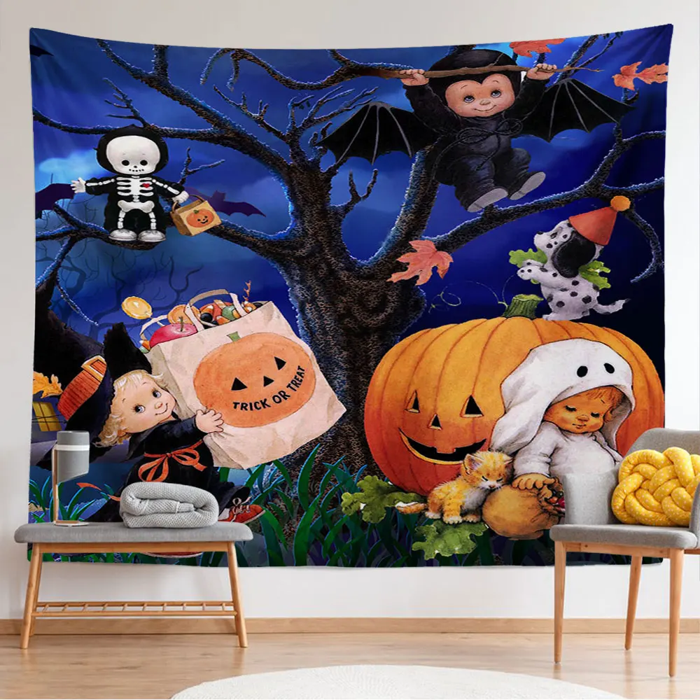 Halloween Tapestry Demon Soul Purple Pumpkin Spider Witch Leprechaun Hanging Decoration Wall Bedroom Living Room Home Art Decor
Halloween Tapestry Demon Soul Purple Pumpkin Spider Witch Leprechaun Hanging Decoration Wall Bedroom Living Room Home Art Decor