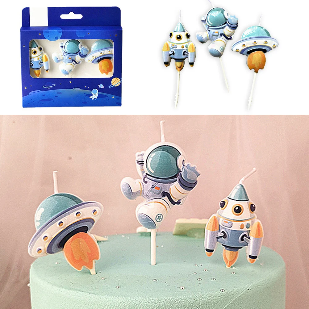 

Космический астронавт свеча на день рождения вечерние украшение торта мальчик девочка космический корабль мультфильм свечи для торта Topper домашний декор принадлежности для тортов