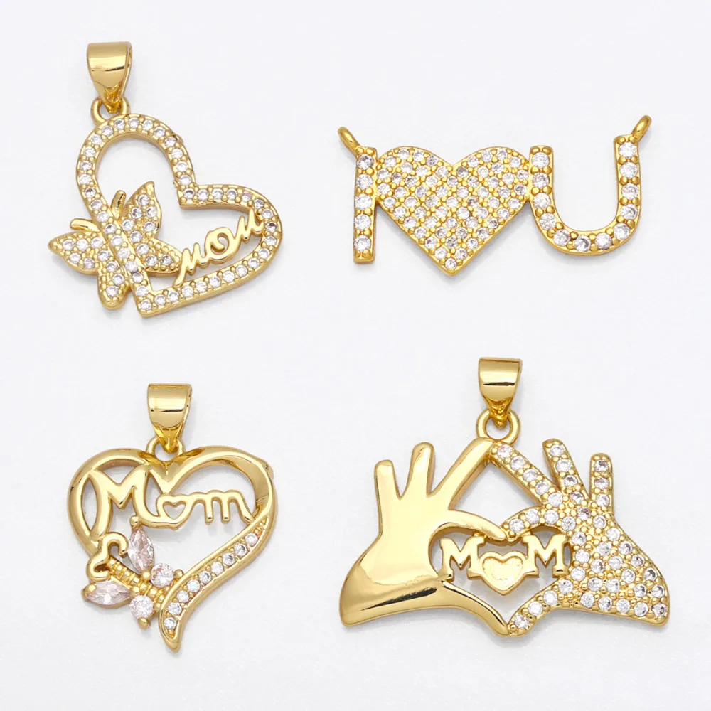 OCESRIO Love Mom Heart Pendants for Jewelry Making Gold Plated Copper Zircon Supplies for Jewelry Mother's Day Charm pdta622 
OCESRIO Love Mom Heart Pendants for Jewelry Making Gold Plated Copper Zircon Supplies for Jewelry Mother's Day Charm pdta622
