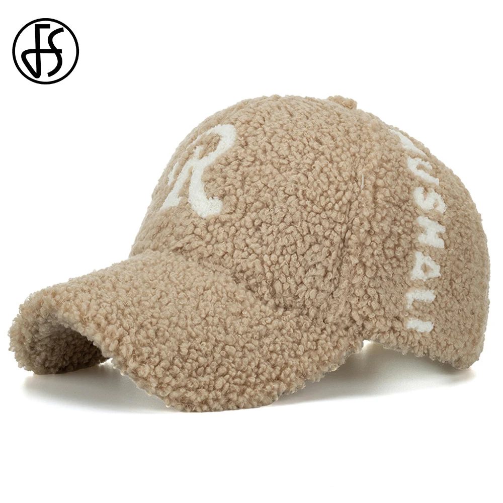 

FS 2022, осенне-зимняя бейсбольная кепка для мужчин, шапки из овечьей шерсти, модные, цвета хаки, розовые, женские шапки, Утолщенные, теплые, с бу...