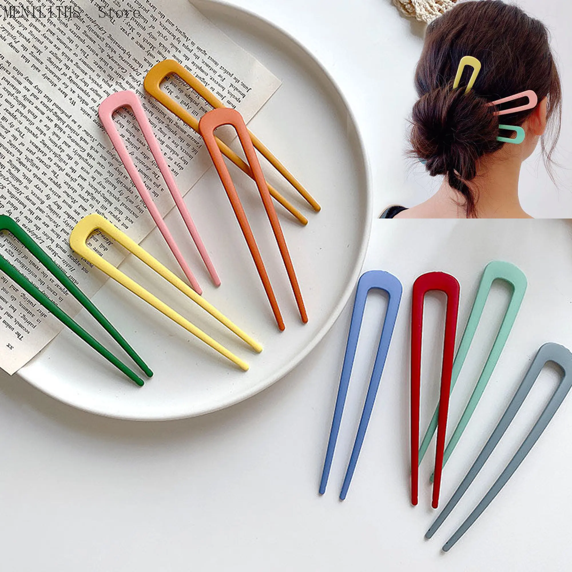 Korean Geometric U-shaped Metal Fork Hairpins Clips for Women Barrettes Hair Styling Tools Hair Jewelry Accessories
Korean Geometric U-shaped Metal Fork Hairpins Clips for Women Barrettes Hair Styling Tools Hair Jewelry Accessories