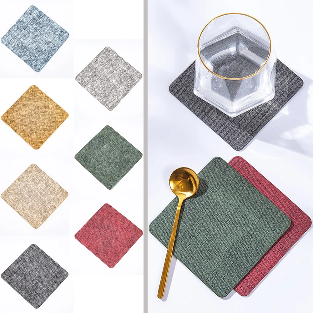 Textured Leather Square Coaster Non-slip Heat Insulation Placemat Kitchen Tableware Waterproof Mats Milk Coffee Water Cup Pad
Textured Leather Square Coaster Non-slip Heat Insulation Placemat Kitchen Tableware Waterproof Mats Milk Coffee Water Cup Pad