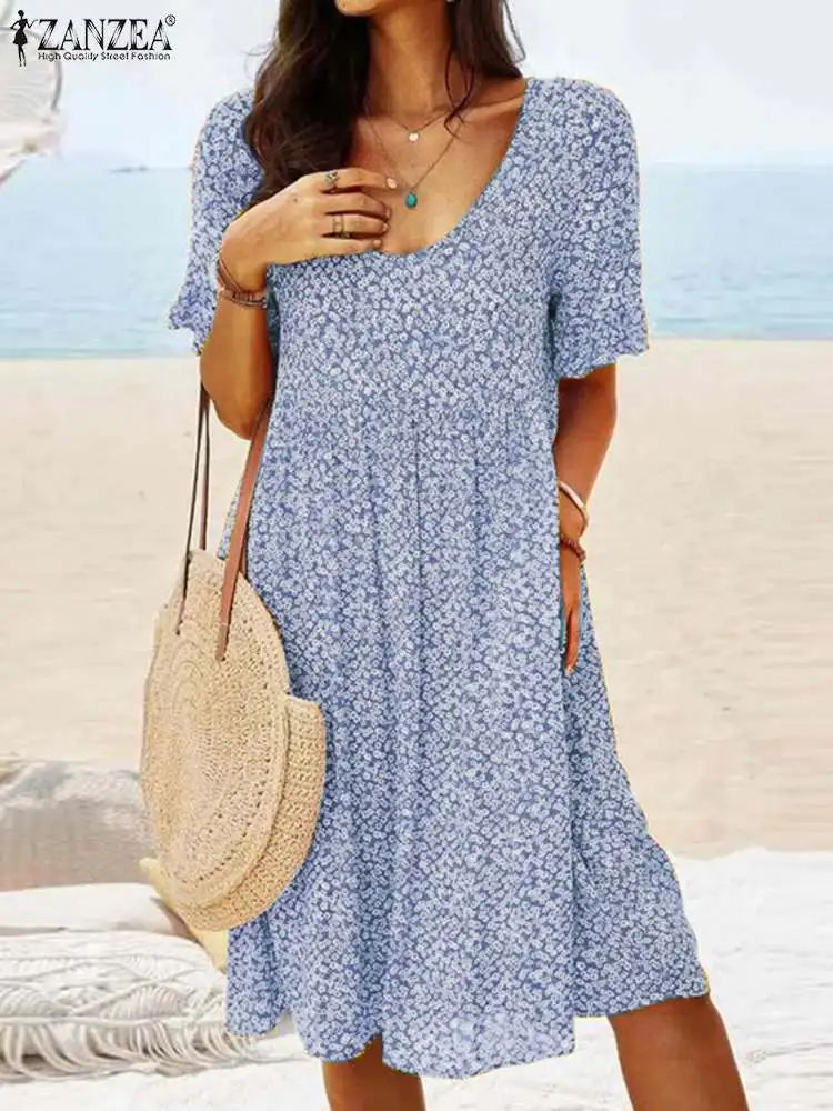 ZANZEA Summer Floral Women's Dress Bohemian Printed Short Sleeve O-Neck Dresses Party Casual Beach Robe Knee Length Sundress
ZANZEA Summer Floral Women's Dress Bohemian Printed Short Sleeve O-Neck Dresses Party Casual Beach Robe Knee Length Sundress