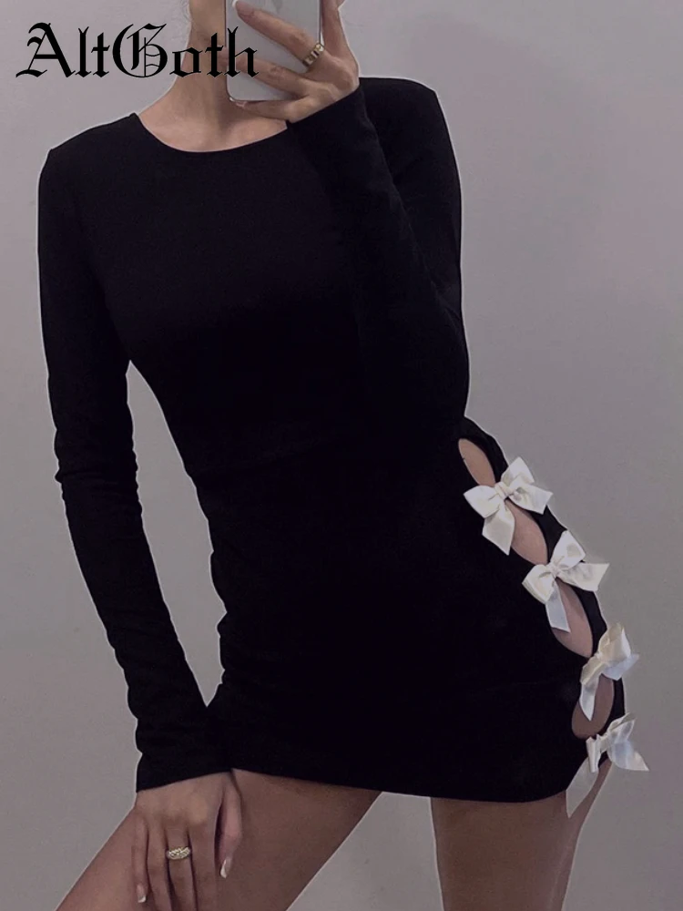AltGoth Aesthetic Hotsweet Bow Dress Women Streetwear Fairycore Grunge Y2k Hollow Out O-neck Long Sleeve Bodycon Dress Partywear
AltGoth Aesthetic Hotsweet Bow Dress Women Streetwear Fairycore Grunge Y2k Hollow Out O-neck Long Sleeve Bodycon Dress Partywear