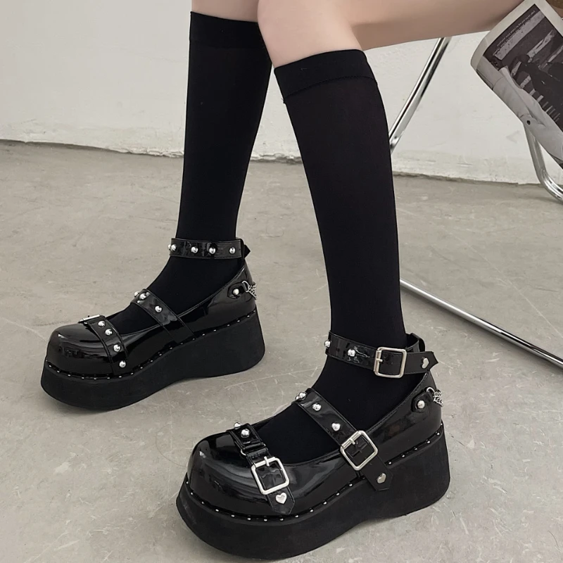 Women Platform Lolita Mary Jane Shoes Flats Wedge High Heels Chunky Heel Ankle Strap Gothic Punk Cosplay Platform Pumps Black
Women Platform Lolita Mary Jane Shoes Flats Wedge High Heels Chunky Heel Ankle Strap Gothic Punk Cosplay Platform Pumps Black