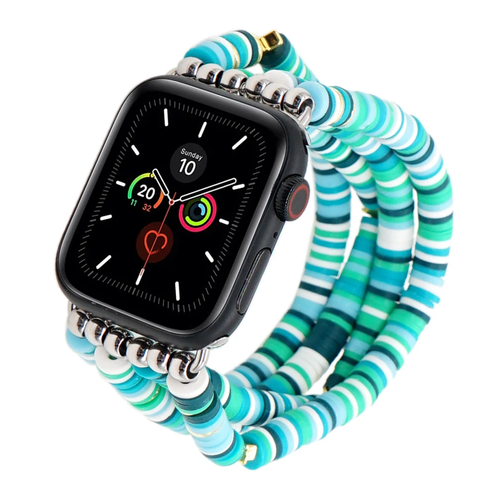 

Heishi Beaded Bracelet Compatible with Apple Watch Band Cute Stretch Beach Stackable Clay for Iwatch Series SE 8 7 6 5 4 3 2 1